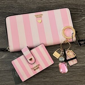 👛✨ Classic Stripe Bundle — Continental & Accordion Wallets, Bag Charm